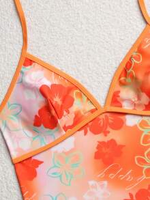 Swim Vcay Women's Summer Beach Floral Print Halter Tie Top And Triangle Bikini Bottom Swimsuit Set - Pink - View 6