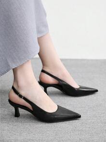CUCCOO BIZCHIC Chaussures à talons hauts avec bout pointu et bride arrière pour femmes - Noir - Voir 2
