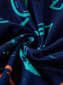 2件套男童电子游戏印花长袖睡衣套装 - 藏蓝色 - 查看 8