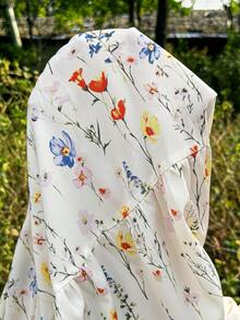 SHEIN Vestido de tirantes casual con estampado floral y volantes para maternidad - Albaricoque - Ver 7