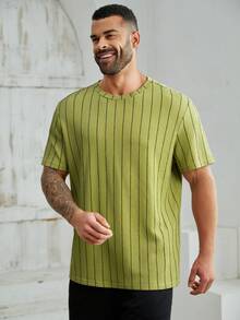EASEVO Camiseta de manga corta ajustada para hombres de talla grande - Verde - Ver 5