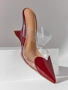 SHUZIA Ladies Elegant Point Toe Slip-On Wedges Valentine's Day - Burgundy - View 5