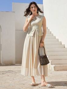 Dazy-Less Women's Summer Elegant Sleeveless Dress - Apricot - View 4