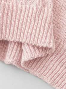 Linhara 大码女式花卉刺绣圆领休闲日常长袖毛衣 - 粉色 - 查看 6