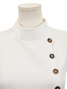 Balvessa 女士优雅纯色立领无袖连体裤 - 白色 - 查看 5