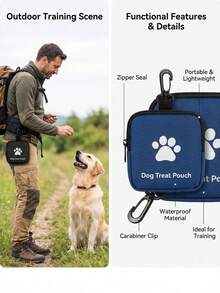 PETSIN 1PC Dog Paw Printed Dog Food Bag With Zipper Closure - Portable Pet Snack Bag For Outdoor Dog Training Snacks Pack - Multicolor - View 4