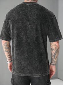 SLATEMANN Men's Casual Solid Color Crew Neck Short Sleeve T-Shirt - Black - View 2