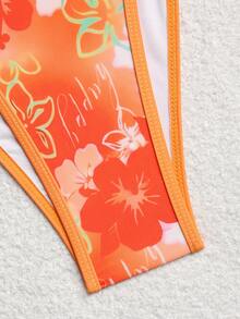 Swim Vcay Women's Summer Beach Floral Print Halter Tie Top And Triangle Bikini Bottom Swimsuit Set - Pink - View 7