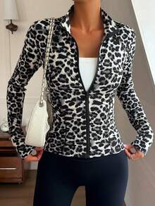 DAZY Sports Running Yoga Fitted Long Sleeve Jacket - Grey - View 5