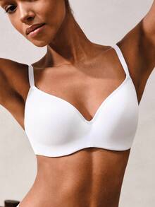 WINGSLOVE 无钢圈文胸 - 柔软轻薄衬垫，专为丰满女性设计，透气侧翼，缓解压力，塑形瘦身 - 白色 - 查看 8