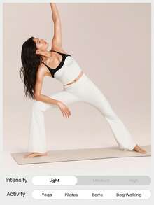 GLOWMODE FeatherFit™ Energizer Slim Fit Color Contrast Crossover Straps Low Neckline Removable Cups Cropped Active Tank Yoga Pilates - White - View 6