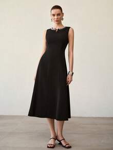 MOTF PREMIUM Abito con taglio e paillettes a contrasto - nero - Visualizzare 5