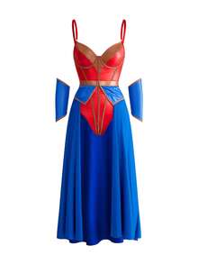 Fantasy Costume 4pcs Superhero Style Colorblock Lingerie Costume Set For Women - Multicolor - View 6