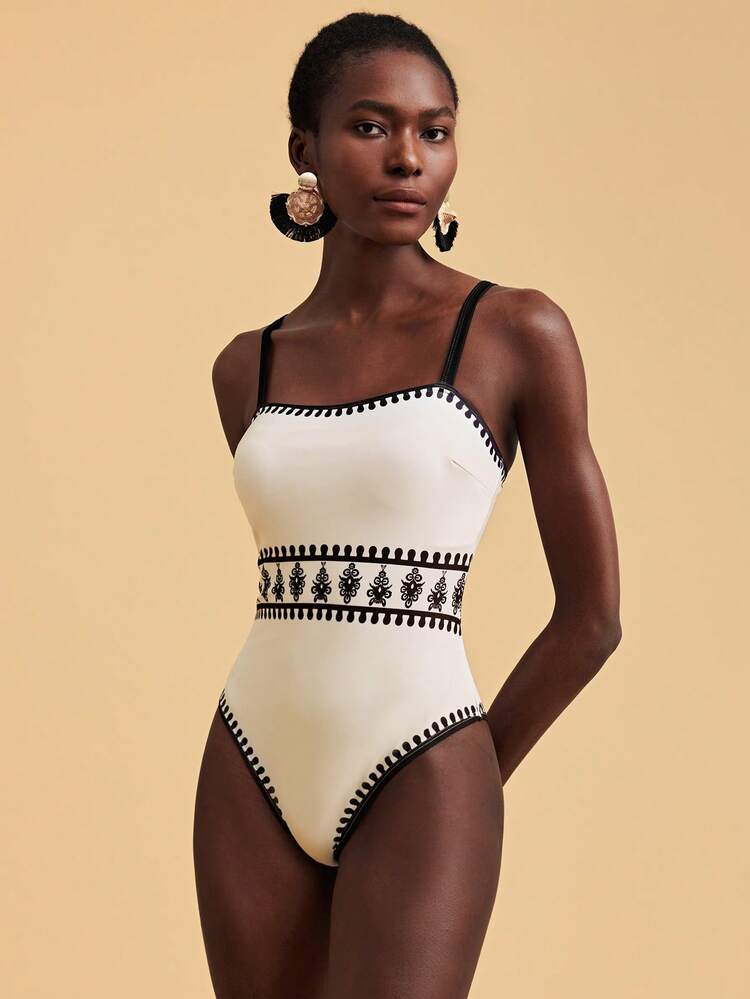 Travachic Women's Floral Print Fashion Spaghetti Strap One-Piece Swimsuit - Multicolor - View 3