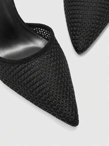 CUCCOO BIZCHIC Black Pointed Toe Mesh Lace-Up High Heel Shoes For Women - Black - View 8