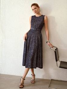 MOTF PREMIUM ĐẦM DENIM XANH DÀI NGẮN DÀNH CHO NỮ, CÓ THẮT LƯNG - Màu xanh lam - Xem 8