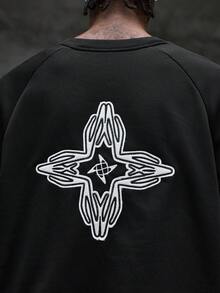 NEON BLANC Camiseta suelta de manga corta con cuello raglan y bordado, de estilo casual y urbano para uso diario y paseos, para verano - Negro - Ver 7