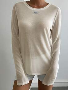 Livesso Women's Solid Color Undershirt For Sports & Fitness, Suitable For Spring, Summer, Autumn - Khaki - View 3