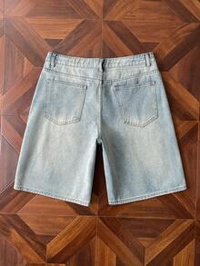 StoneGrade Men's Faded Light Blue Washed Loose Fit Vintage Casual Denim Shorts Jorts Going Out Hang Out Commute College Street - Light Wash - View 2