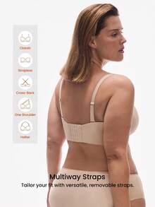 LUVLETTE Plus Nude Dream Curve Support + Mocha Strapless Unlined No-Sign Breathy Comfort Lingerie As Outwear Bra Women Basic Half Minis Minis Wedding Bra - 摩卡棕 - 查看 2
