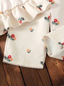 2件套女婴樱桃印花梭织背心和裤子套装 - 杏色 - 查看 7