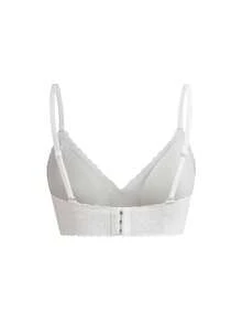 Ocili 1pc Women's Seamless Wireless Bra With Lace Trim, Supportive Soft Cup, Adjustable Shoulder Strap, Daily Comfort Wedding - White - View 10