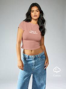 MISSGUIDED 女士派对女王标语短袖T恤修身露脐印花个性T恤新娘单身派对礼物 - 粉色 - 查看 7