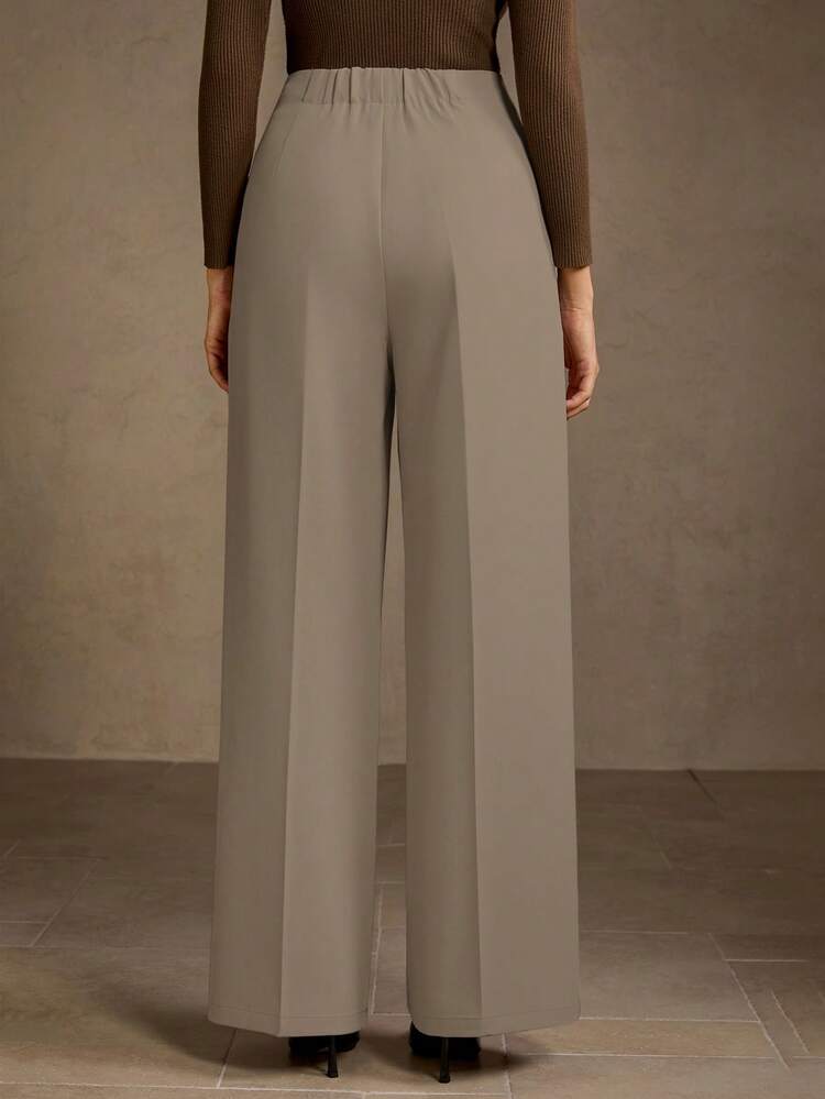 CASUAL WORKWEAR COMMUTE SOLID COLOR SEAM FRONT STRAIGHT LEG SUIT PANTS