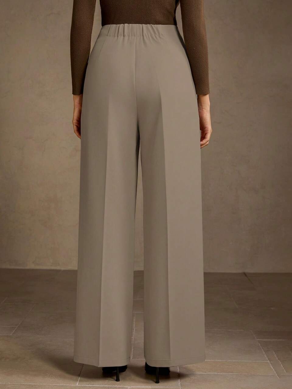CASUAL WORKWEAR COMMUTE SOLID COLOR SEAM FRONT STRAIGHT LEG SUIT PANTS