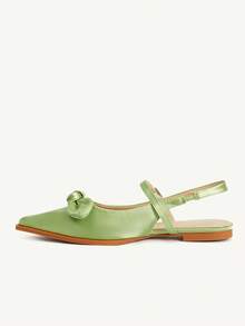 CUCCOO CHICEST Women Shoes Spring And Summer New Shallow Bow Women's Shoes Green Fabric Upper Breathable Inside Daily Casual Fashion Flat Shoes - Green - View 5