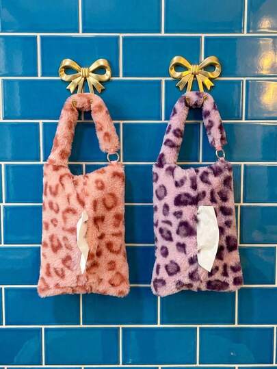 Joivida 1个豹纹纸巾盒收纳袋，悬挂式设计，尽显奢华质感，汽车内饰必备单品，提升车内装饰格调