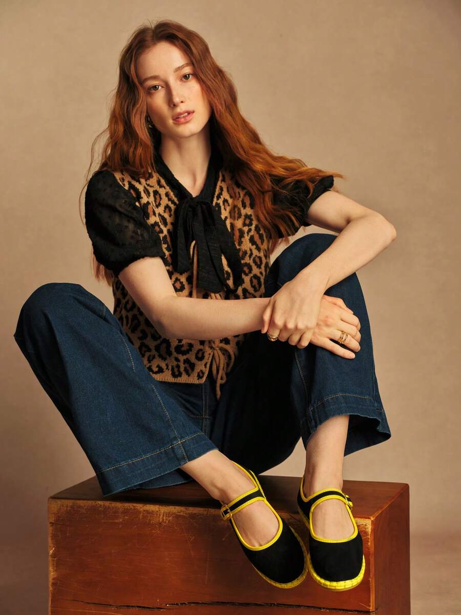 Rosivie Zapatos planos casuales de mujer con diseño de hebilla - Negro - Ver 1