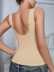 SHEIN Women's Seamless Shaping Top, Waist & Abdomen Slimming, Minimalist Camisole Can Be Worn Outerwear, Body Shaping Garment Single Piece - Baby Pink - View 2