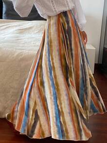 DAZY Chân váy nữ mùa hè in họa tiết tie-dye, có khóa kéo, kiểu dáng thường ngày, thích hợp cho kỳ nghỉ. - trái cam - Xem 5