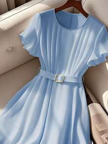 Franclia Đầm Maxi Dài Cao Cấp Kiểu Pháp Thường Ngày Buộc Eo Cho Nữ Mùa Hè Quần Áo Cho Trường Đại Học - Màu xanh nhạt - Xem 4