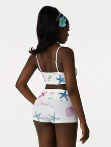 Amplova 2026 New Casual Basic Style Ocean Pattern Vacation Set, 2pcs For Women - Multicolor - View 2