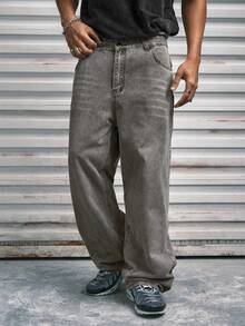 Modcrash 男士街头风宽松浅灰色牛仔裤 - 淺灰色 - 查看 3