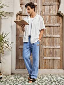 成熟休闲男士时尚罗纹纹理修身弹力汗衫背心 - 白色 - 查看 8