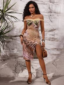 Lureya Women's Summer Strapless Waist Cinched Bodycon Lace Trim Casual Vacation Beach Party Daily Dress - Multicolor - View 5