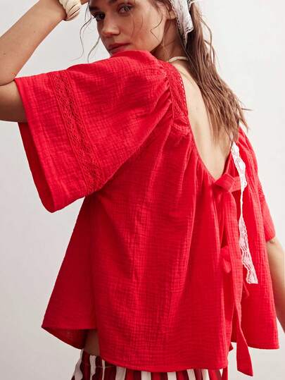 Bohemela 女士休闲纯色宽松梭织衬衫