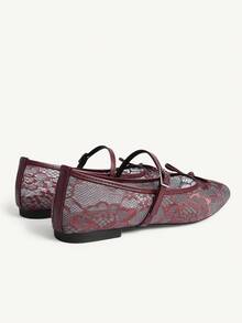 CUCCOO CHICEST 女士夏季百搭网眼蝴蝶结单带平底凉鞋 - 紅色 - 查看 5