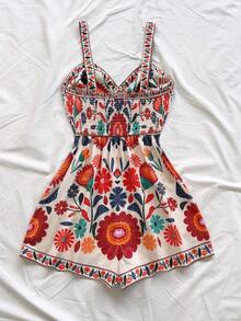 Soleia 春夏新款休闲度假西部海滩婚礼宾客着装毕业早午餐圣帕特里克节春假复活节音乐节优雅波西米亚热带风情蕾丝亮片荷叶边女士连体裤约会派对 - 彩色 - 查看 2