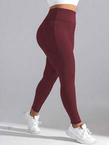 Rhythm Era Pocket Yoga Pants, Tummy Control, Butt Lifting, Suitable For Cycling And Activewear - Burgundy - View 3