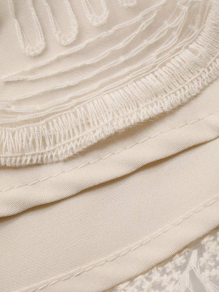 Women's Elegant Lace Petal Sleeve Blouse And Skirt 2 Pieces Set, Summer