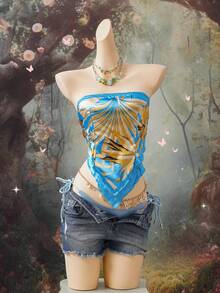 EgrlEra Women's Fashionable Vacation-Style Printed Chiffon Blouse - Multicolor - View 1