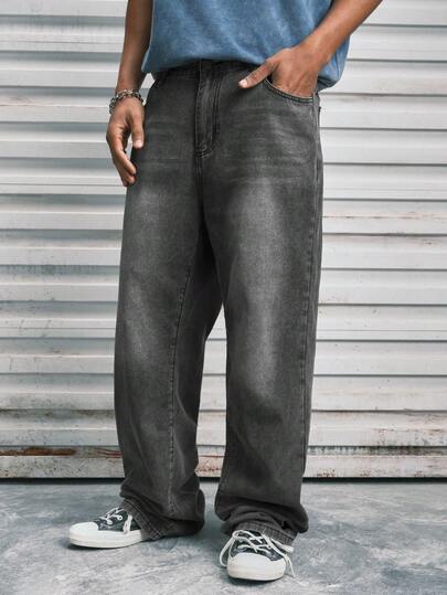 Modcrash Men's Casual Washed Personalized Versatile Denim Jeans