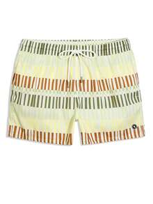Horizaway Pantalones cortos casuales para playa de hombre con bolsillos en diagonal, cintura con cordón y estampado de rayas. Traje de baño para hombre. - verde menta - Ver 5