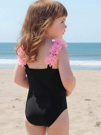 LMoss Kids Traje de baño de una pieza con bloques de color para bebé niña, ideal para vacaciones de verano en la playa