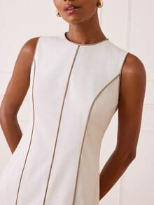 Lilora Elegantes Damen Tencel Baumwoll-Ärmelloses Kleid, Elegantes weißes Kleid, Kleider für Damen, Elegantes Abendkleid, Kleid für Damen, Elegantes modernes Kleid. Dieses raffinierte, stilvolle, vielseitige und elegante Kleid eignet sich für den Arbeitsweg, den Alltag, Freizeitaktivitäten, Partys, Dates, Zusammenkünfte, Lässig, Picknicks, Urlaube, Sommerausflüge und Urlaubsreisen. Elegante Damenkleider, klassische ärmellose Kleider für Damen, Elegante Damenkleider, Maxikleider für Damen, Elegante Damenkleider, Casual-Kleider für Damen - Weiss - Übersicht 2