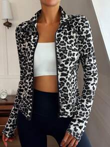 DAZY Sports Running Yoga Fitted Long Sleeve Jacket - Grey - View 3